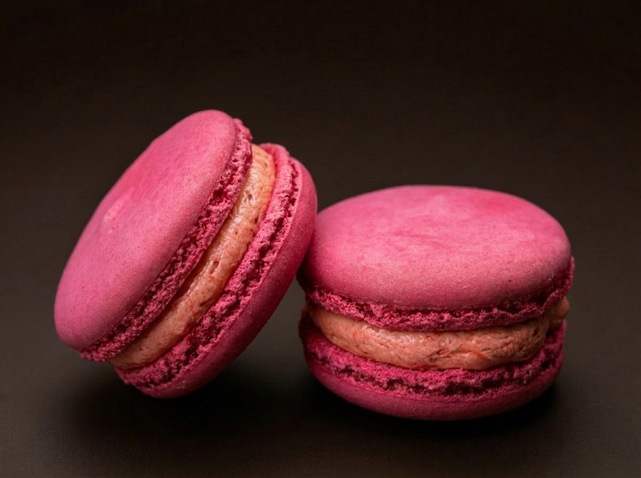 Zwei Macarons Himbeere