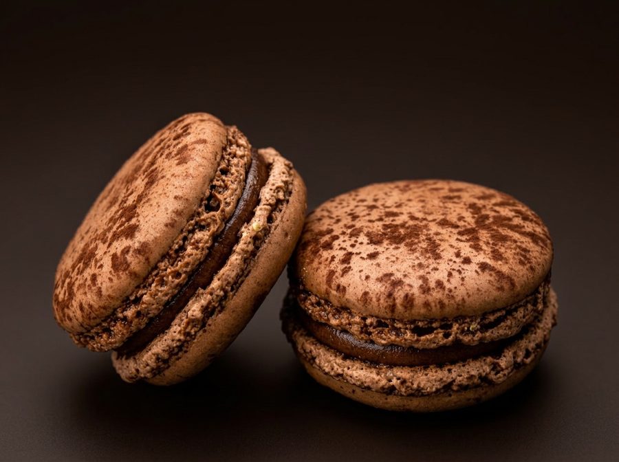 Zwei Macarons Schokolade